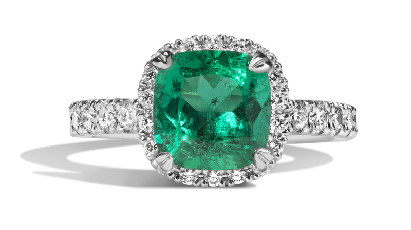 Nova Simply Classic Ring in 18-karat white gold with 1.66-carat round Muzo emerald and 0.86 carats of white diamonds ($14,000)