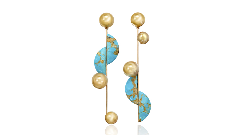 <a href="https://assael.com/" target="_blank">Assael</a> turquoise and Golden South Sea cultured pearl earrings in 18-karat yellow gold ($14,000)