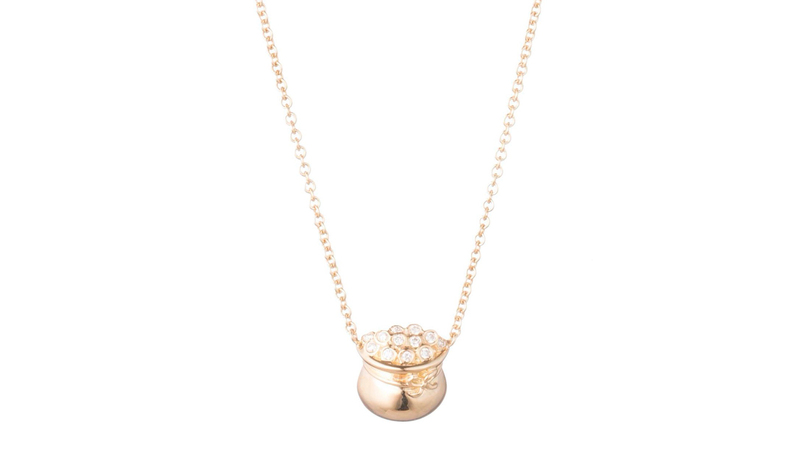 Brent Neale 18-karat yellow gold Pot of Gold necklace with diamonds ($1,585)