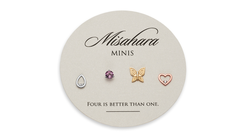 Misahara “Minis” in 14-karat gold, diamonds and an assortment of colored gemstones ($120-$350 per earring)