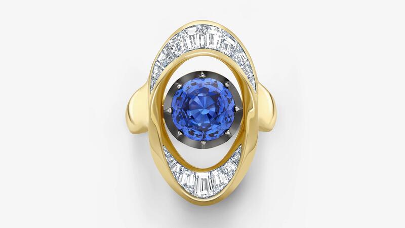 Jessica McCormack Orbit Diamond and Sapphire Ring