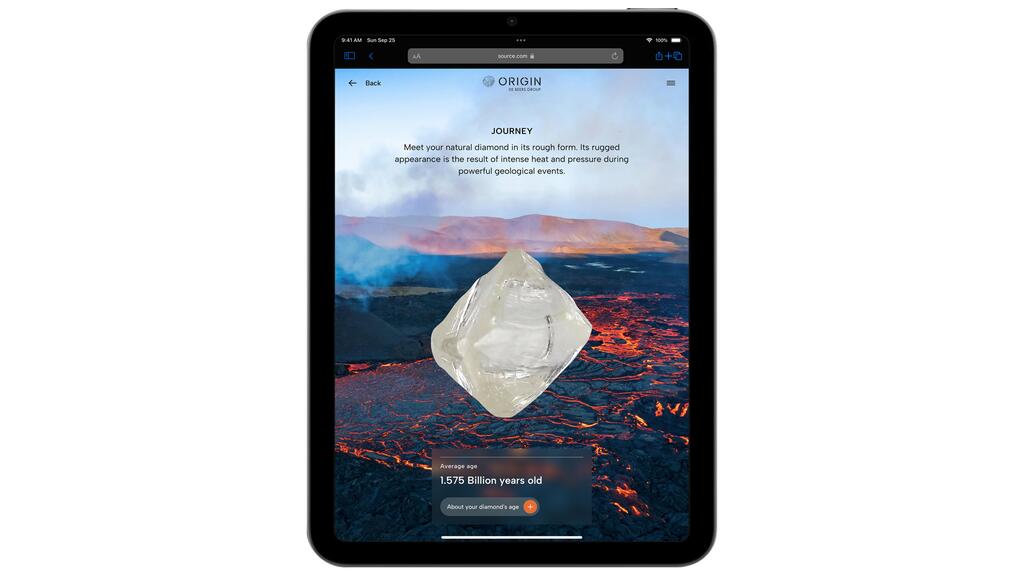 Journey page for De Beers Group Origin diamond