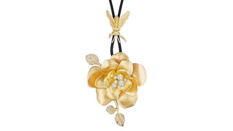 Susan Gordon 22-karat yellow gold “Bee and Rose” necklace