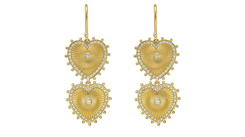Lionheart Cassandane Double Heart Diamond Dangle Earrings