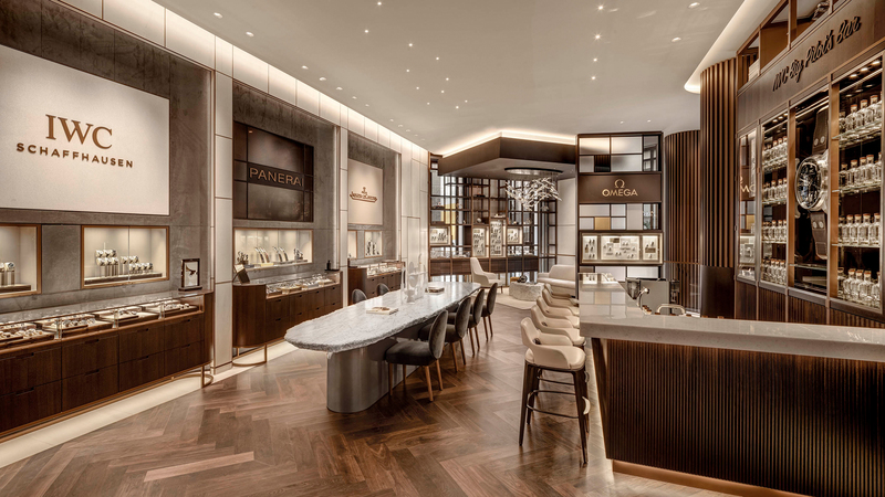 Bucherer collaborated with nearly 40 brand partners to ensure a cohesive look for the store’s design.