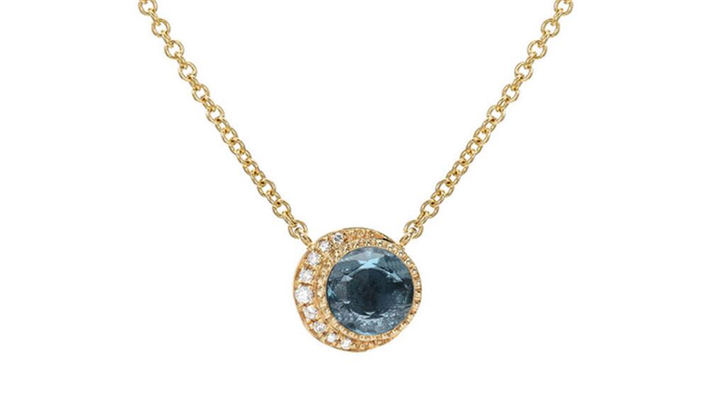Liven Co. 14-karat gold “Moon Phase Eclipse” necklace with London blue topaz