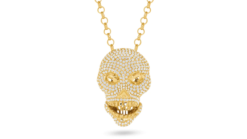 <a href="https://www.yessayan.us/products/skull-diamond-pendant-necklace?_pos=1&_sid=13f7774a3&_ss=r" target="_blank"> Yessayan</a> skull diamond pendant in 18-karat yellow gold ($5,500)