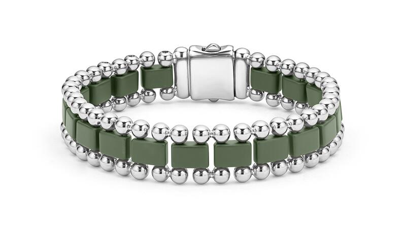 Lagos Anthem ceramic green bracelet for men