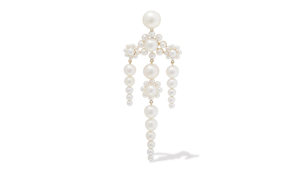 Sophie Bille Brahe’s “Fontaine de Mariage” 14-karat gold and pearl earring ($4,500)