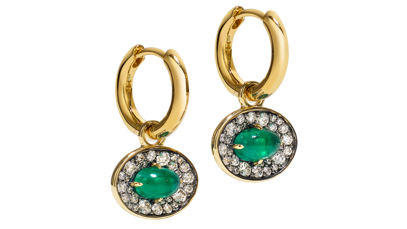 By Pariah Reverie Emerald Hoop Drop Earrings
