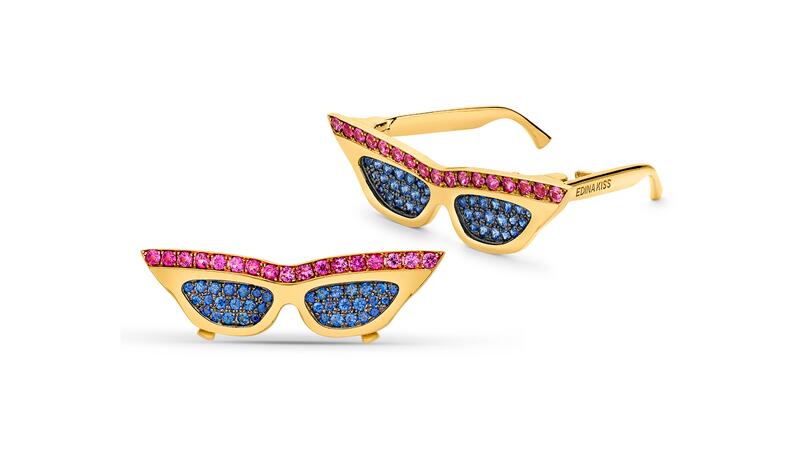 Edina Kiss blue and pink sapphire Sunglasses pendant