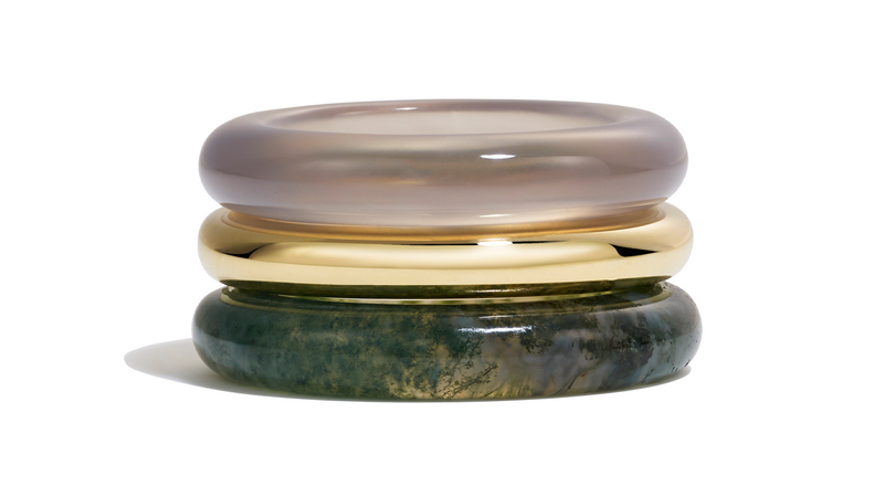 By Pariah Stone Trilogy Gold Stack Moss and Grey Agate