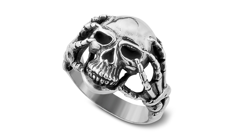 <a href="https://samuelb.com/" target="_blank">Samuel B.</a> sterling silver skull and claw ring ($129)