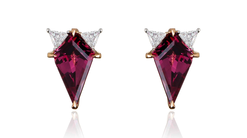 <a href="https://www.aravartanian.com/en/" target="_blank">Ara Vartanian</a> garnet and diamond earrings set in 18-karat white gold and rose gold (price available upon request)