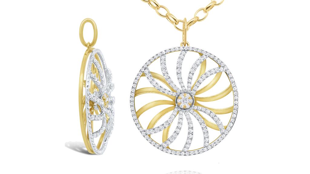 KC Designs 14-karat gold and diamond “Spinner Pendant” on 18-inch chain