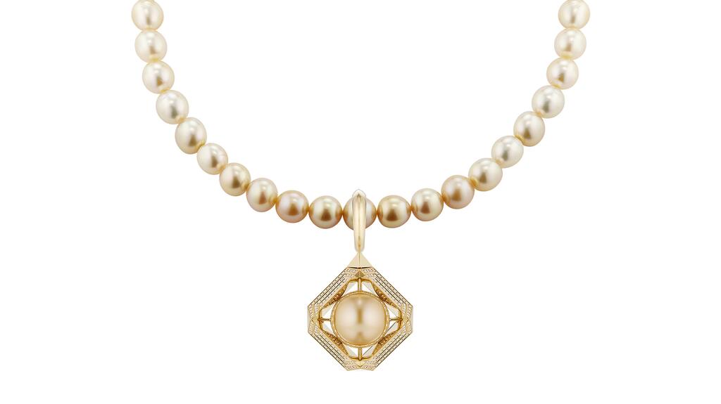 Renisis guardian gold temple pearl necklace
