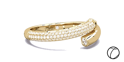 Infinity RIng: Our 14-Karat yellow gold Infinity Ring with a peak-a-boo diamond detail and pavé band accent ($919)