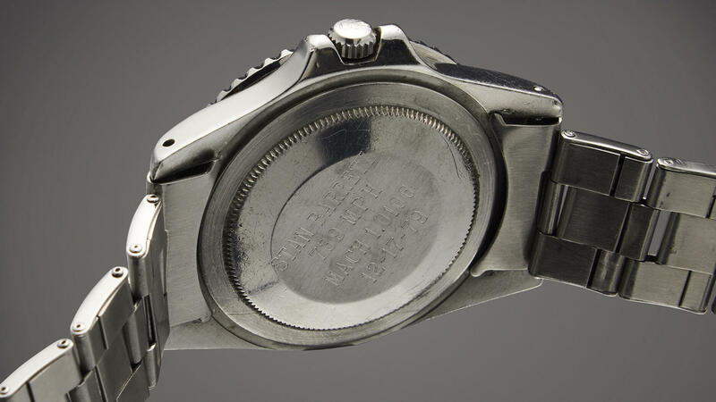 Newman had “STAN BARRETT 739 MPH MACH 1.0106 12.17.79” engraved on the back of the watch.