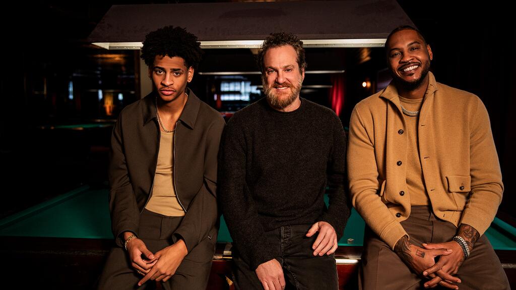 Carmelo Anthony (right) with his son, Kiyan (left), and David Yurman President Evan Yurman (center) Carmelo Anthony, Kiyan Anthony, and Evan Yurman