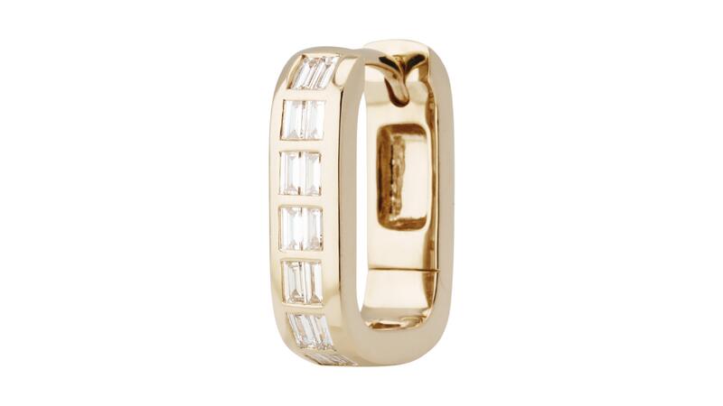 Jacquie Aiche Small Rectangle 2 Row Baguette Diamond Mini Hoop