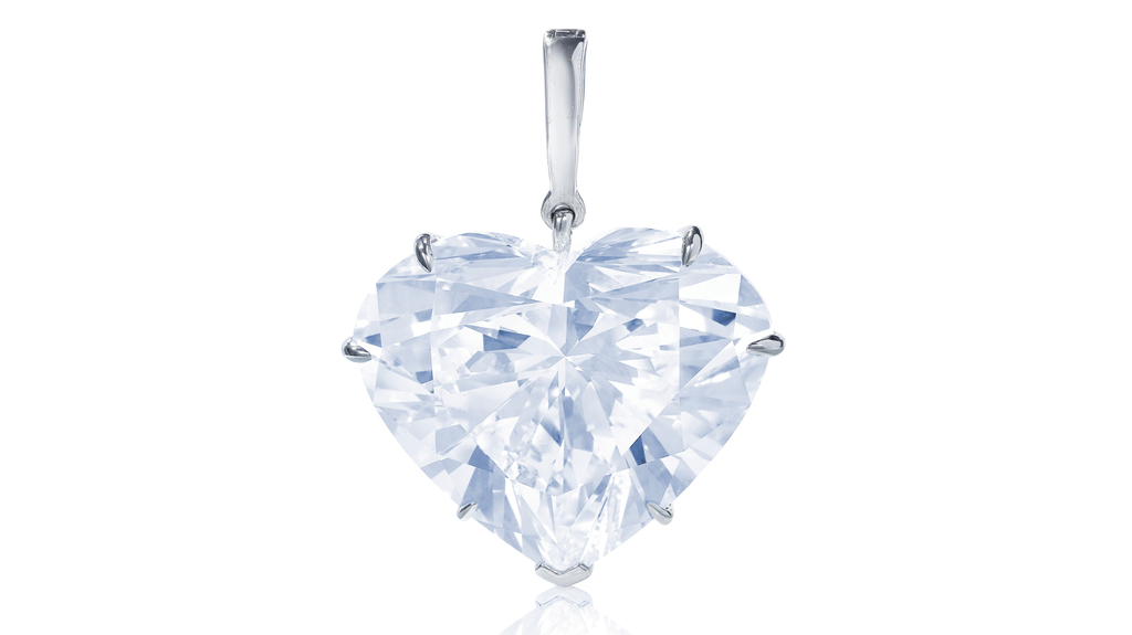 A “Superb Diamond Pendant” featuring a 53.53-carat, D-color, heart-shaped Type IIa diamond