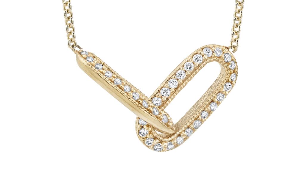 Lizzie Mandler "Linked Necklace" in 18-karat yellow gold with diamond pavé ($1,660)