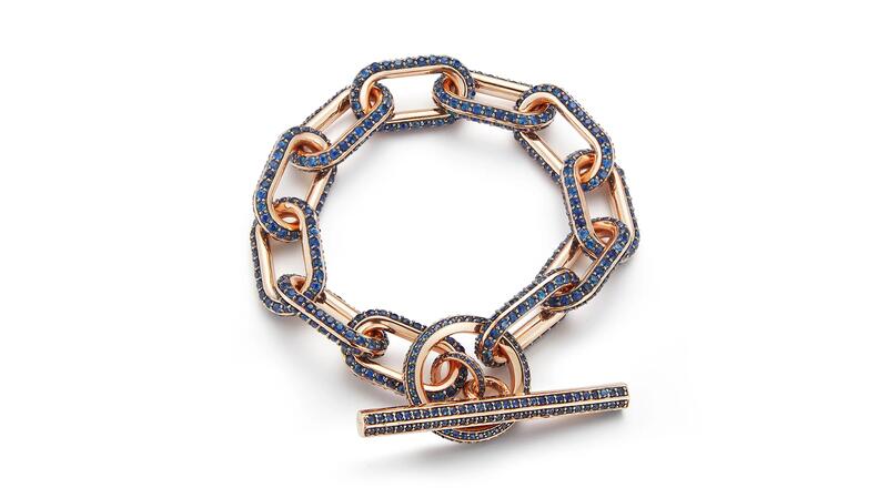 <a href="https://waltersfaith.com/" target="_blank">Walters Faith</a> 18-karat rose gold and blue sapphire bracelet ($38,750)