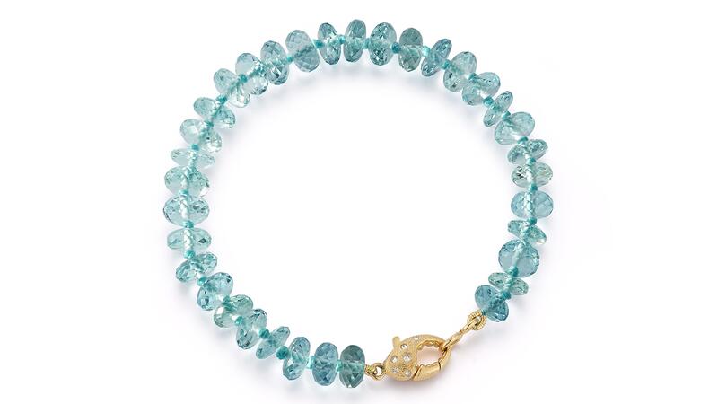 Renna Diamond Lobster Clasp Aquamarine Beaded Bracelet
