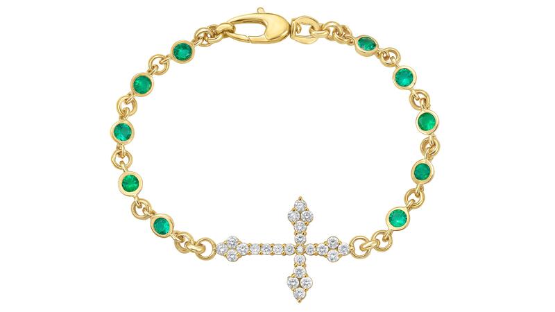 Emerald Cross Charm Bracelet