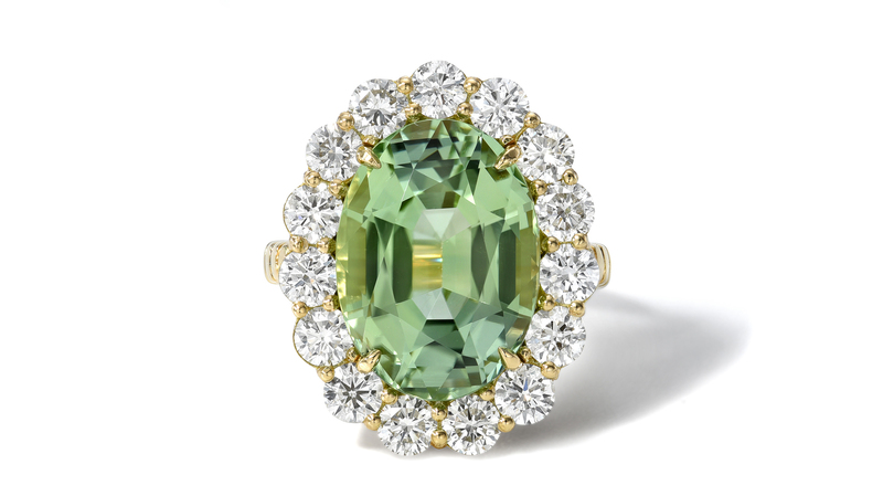 Retrouvaí one-of-a-kind “Heirloom Ring” in 18-karat yellow gold with mint tourmaline (price upon request)