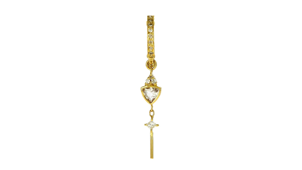 Earrings by brands like Céline D’Aoust are top sellers at Mad Lords’ piercing studios at each of its three locations. Pictured is a 14-karat yellow gold earring with white diamonds ($530).