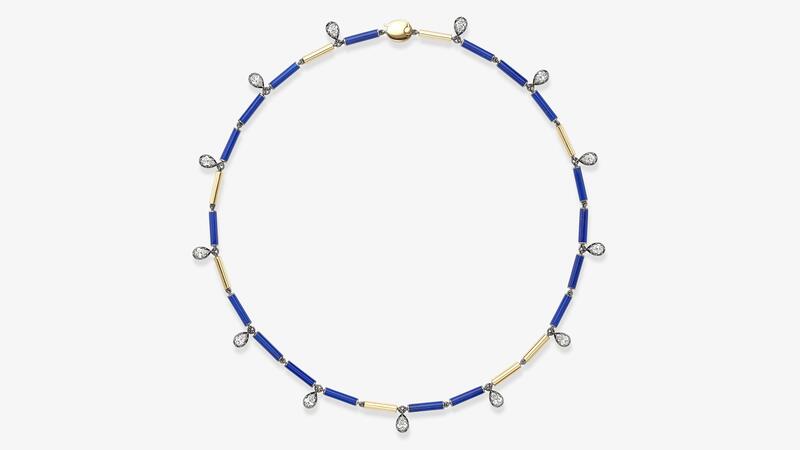 Jessica McCormack Medallions Long Guard Lapis & Diamond Necklace