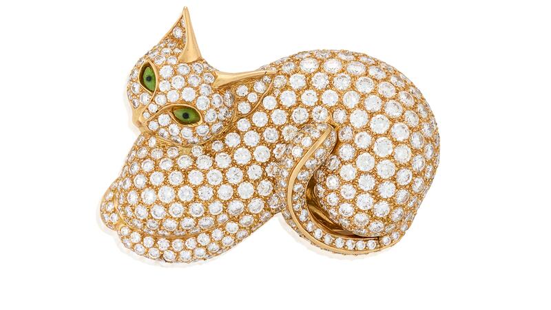 diamond cat brooch Sandy Lerner auction