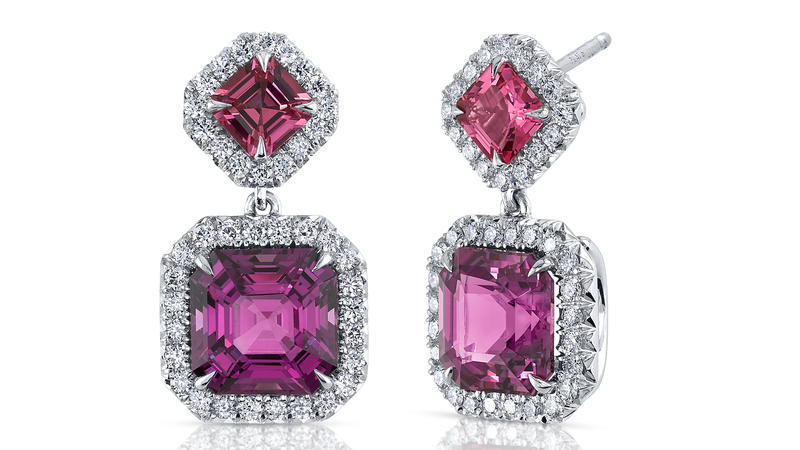<a href="https://info.omiprive.com/e1354-eo1751-gras" target="_blank">Omi Privé </a> 18-karat yellow gold earrings featuring Asscher-cut purple garnets accented by spinels and diamonds ($18,000)