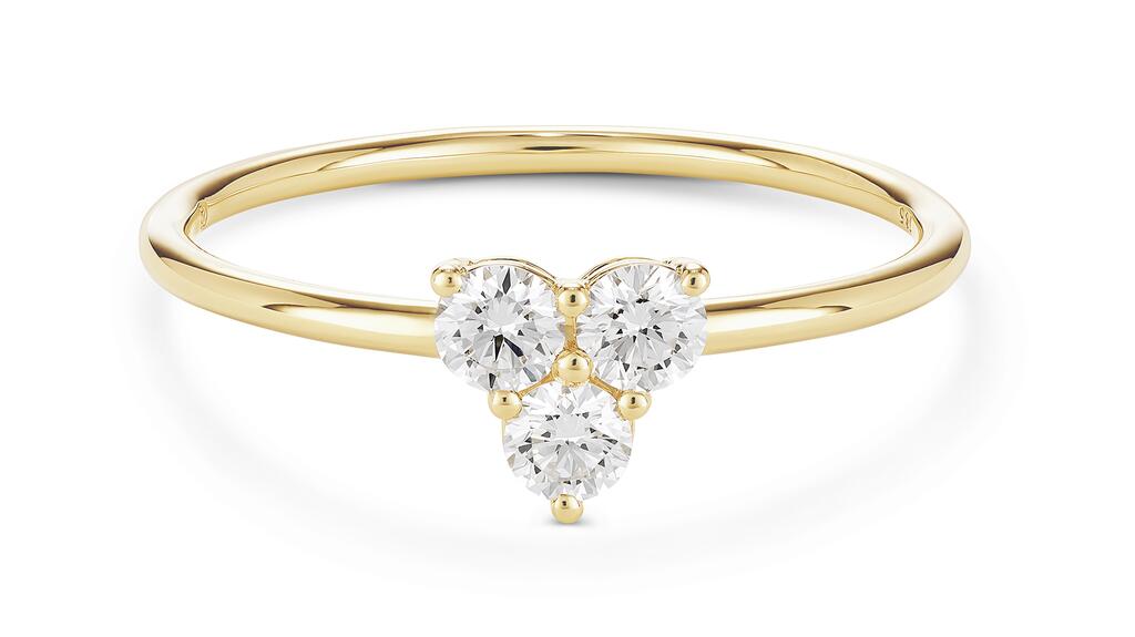 Lightbox mini-trio collection lab-grown diamond ring in yellow gold