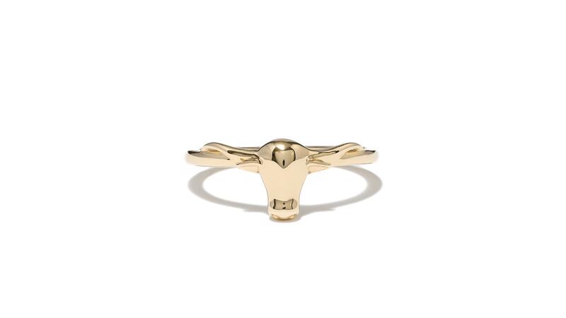 Yellow gold and diamond longhorn ring
