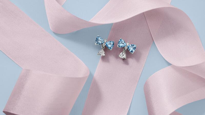 Pandora and Bridgerton Blue Bow Stud Earrings