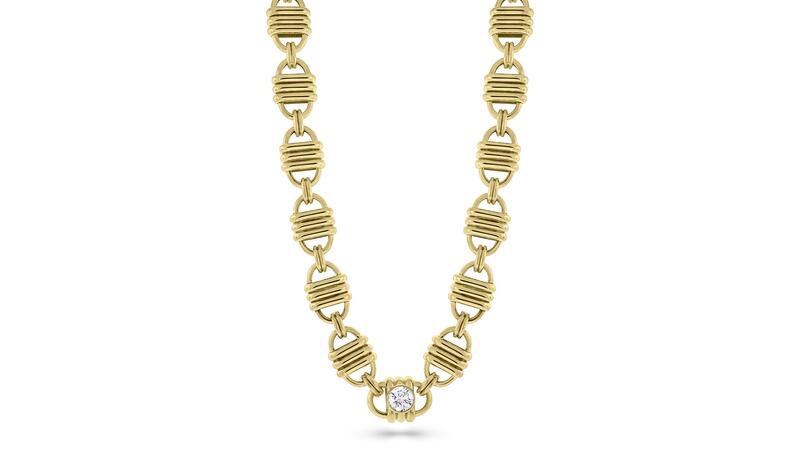 Luis Morais Diamond and Bronze Padlock Necklace