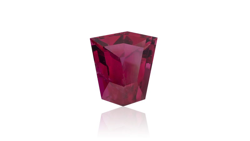 <a href="https://www.supernaturalgems.com" target="_blank">100% Natural Ltd. </a> untreated American fancy red beryl, also known as bixbite, weighing 0.80 carats (price upon request). (Photo credit: Brian Moghadan Photography)