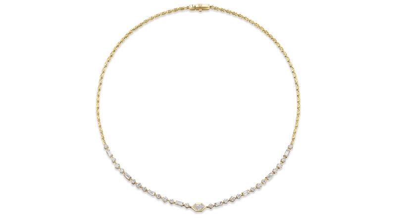 Sorellina Cadence Gemstone Half-Tennis Necklace in Diamond