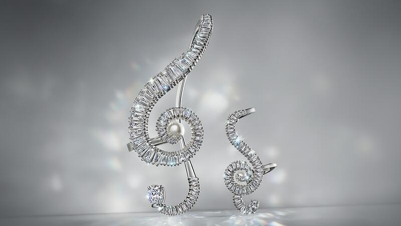 Swarovski Ariana Grande music note clip earrings