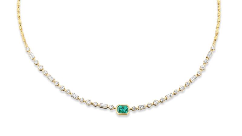 Sorellina Cadence Gemstones Half-Tennis Necklace in Emerald