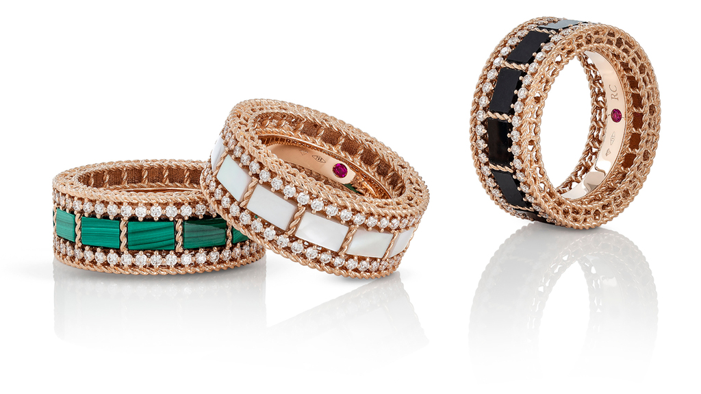 A selection of rings from Roberto Coin’s Art Deco-inspired collection