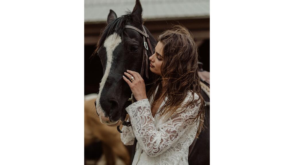 Taylor Hill engagement ring and wedding band