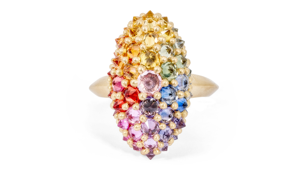 Polly Wales’ unique artistry made her a natural fit for designer advocates Twist. Pictured is an 18-karat gold and sapphire ring from the designer.
