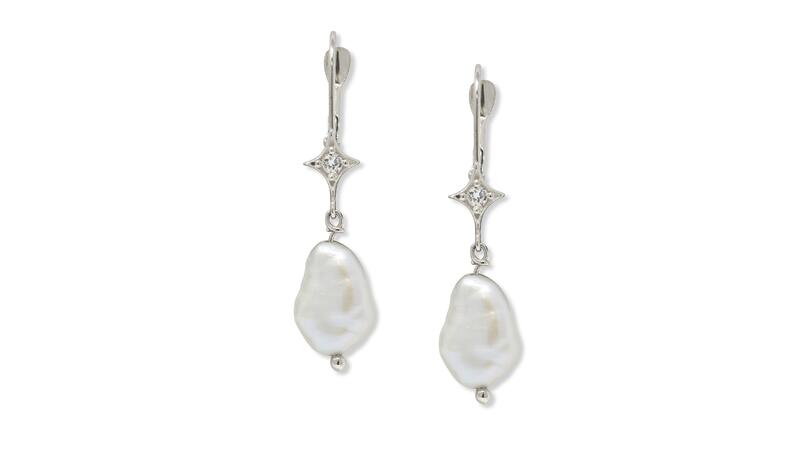 Anzie Jac + Jo Emilia Gothic Star Baroque Pearl Earrings