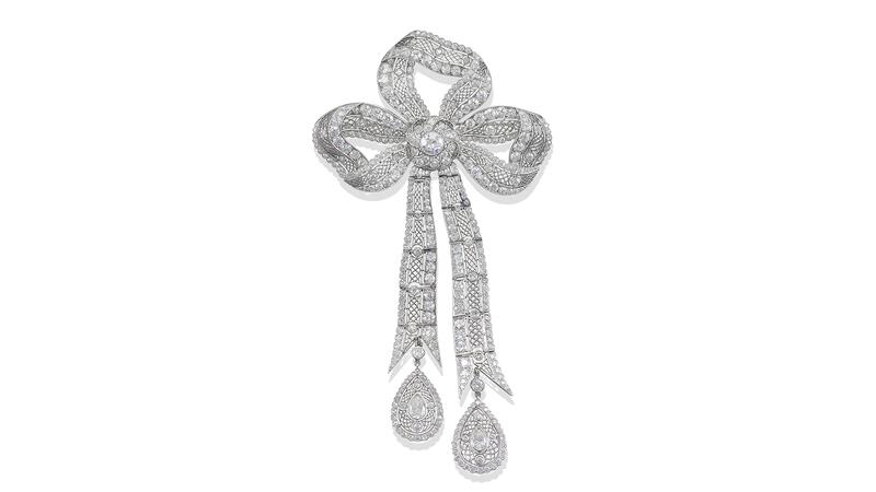 Barbara Walters Belle Époque diamond bow brooch