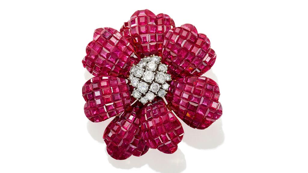 Barbara Walters diamond and ruby brooch
