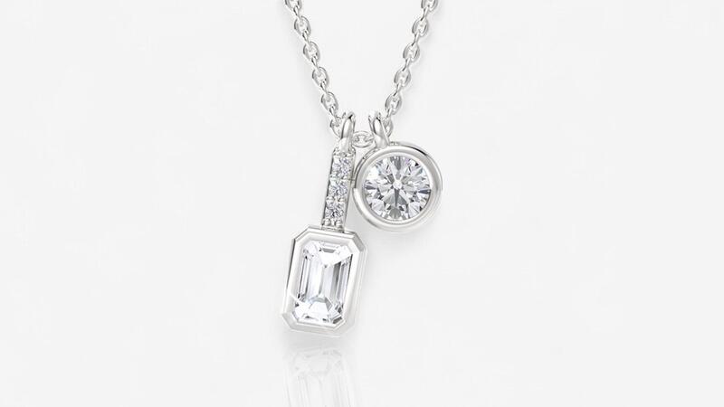 Ritani Bezel-Set Two-Stone Drop Pendant