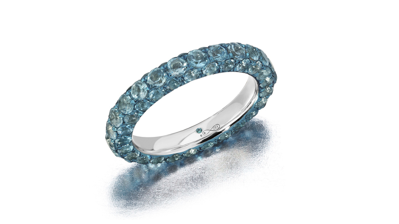 <a href="https://grazielagems.com" target="_blank">Graziela </a> blue rhodium over 18-karat white gold and Swiss Blue topaz ring ($2,350)